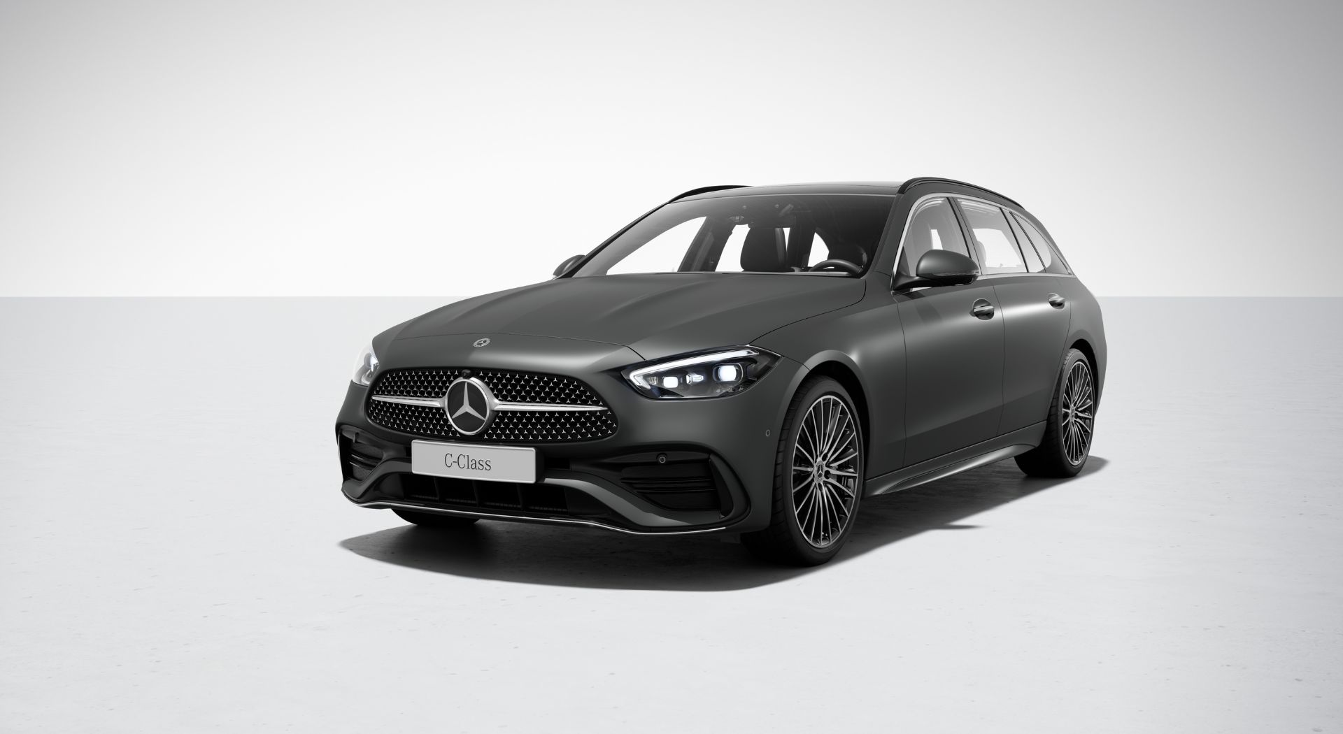 Mercedes Benz C Klass Kombi Mot Grå Bakgrund